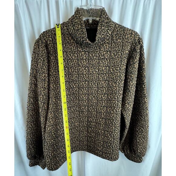 Zara Cheetah Print Ballon Sleeves Quilted Top Tan Black L casual 68-50 - Picture 5 of 16